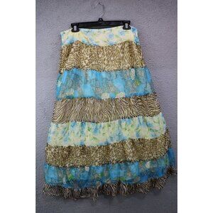 Live a Little Mixed Print Tiered Sheer Maxi Skirt-Lined-Large-Cottagecore-Fairy